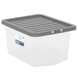 B&M Clear Storage Box With Lid 30L - Grey 3 B&M Clear Storage Box With Lid 30L - Grey
