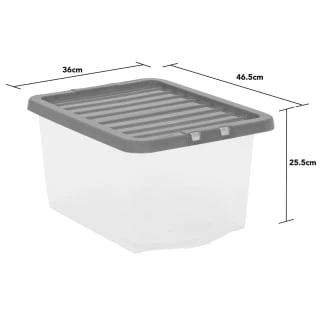 B&M Clear Storage Box With Lid 30L - Grey 6 B&M Clear Storage Box With Lid 30L - Grey - Image 4
