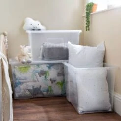 B&M Large Storage Box With Lid 110L - Clear 9 B&M Large Storage Box With Lid 110L - Clear -Home Accessories Store 284861 110l storage box with lid clear 5