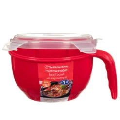 B&M Microwavable Food Bowl With Handle -Home Accessories Store 304743 Microwavable Food Bowl with Handle red1