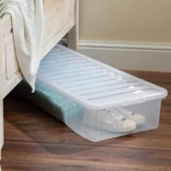 B&M Underbed Storage Box With Lid 55L - Clear -Home Accessories Store 307321 55l under bed storage box with lid 5