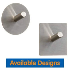 B&M Metal Adhesive Hooks 4pk - Square -Home Accessories Store 332165 metal adhesive hoot set of 4 round