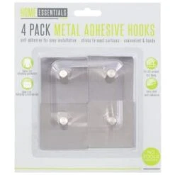 B&M Metal Adhesive Hooks 4pk - Square -Home Accessories Store 332165 metal hooks 4pk square
