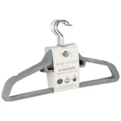 B&M Pure Velvet Hangers 8pk - Grey