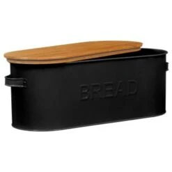 B&M The Organised Kitchen Bread Bin - Black -Home Accessories Store 334654 russell hobbs oval bread bin with wooden lid grey 71