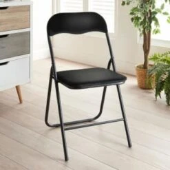 B&M Luxe Velvet Folding Chair - Black
