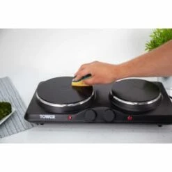 Tower Stainless Steel Double Hot Plate -Home Accessories Store 357203 tower twin hot plate