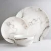B&M White Marble Effect Dinner Set 12pc -Home Accessories Store 357251 marble dinner set 12pk