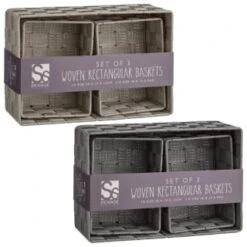 B&M Woven Storage Baskets 3pk - Silver 12 B&M Woven Storage Baskets 3pk - Silver -Home Accessories Store 365979 365978 3pk woven baskets group