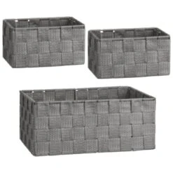 B&M Woven Storage Baskets 3pk - Silver 10 B&M Woven Storage Baskets 3pk - Silver -Home Accessories Store 365979 3pk woven baskets silver group