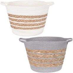Striped Basket - Grey 5 Striped Basket - Grey -Home Accessories Store 374402 383102 stripe basket main
