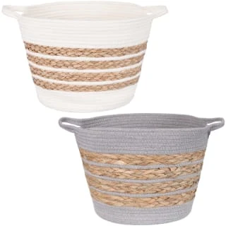 Striped Basket - Grey 4 Striped Basket - Grey - Image 2