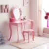 B&M Amelia Vanity Set With Stool & Mirror 1 B&M Amelia Vanity Set With Stool & Mirror -Home Accessories Store 375844 amelia vanity set pink