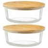 B&M Round Glass Food Containers With Bamboo Lid 2pk -Home Accessories Store 376822 2 round glass food containers 2