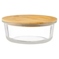 B&M Round Glass Food Containers With Bamboo Lid 2pk 8 B&M Round Glass Food Containers With Bamboo Lid 2pk -Home Accessories Store 376822 2 round glass food containers 4