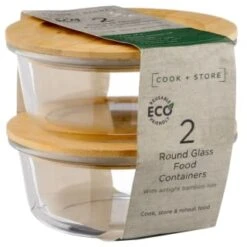 B&M Round Glass Food Containers With Bamboo Lid 2pk 11 B&M Round Glass Food Containers With Bamboo Lid 2pk -Home Accessories Store 376822 2 round glass food containers 5