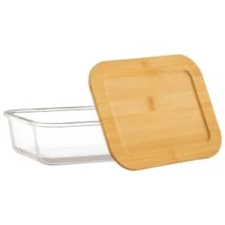 B&M Rectangular Glass Food Containers With Bamboo Lids 2pk -Home Accessories Store 376824 2pk regular glass food containers