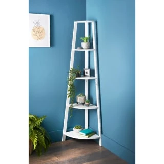 Lokken 5 Tier Corner Shelving - White 3 Lokken 5 Tier Corner Shelving - White