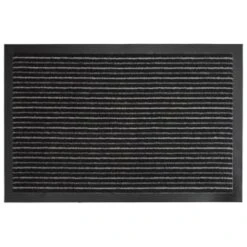 B&M Large Printed Magic Doormat - Black & Grey Stripe