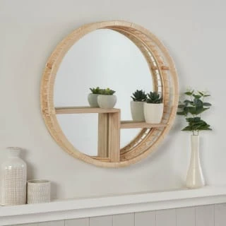 B&M Bamboo Mirror With Shelf - Natural Wood 3 B&M Bamboo Mirror With Shelf - Natural Wood