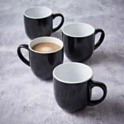 Simply Everyday Gloss Mugs 4pk - Black -Home Accessories Store 380121 4pk simply everyday mugs black