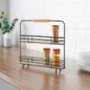 B&M Two Tier Spice Rack With Wooden Handle -Home Accessories Store 380166 two tier spice rack with wooden handle