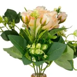 B&M Pink Flowers In Wire Planter -Home Accessories Store 380173 pink flowers in wire planter 2