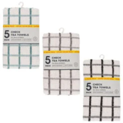 B&M Essentials Check Tea Towels - Black 5pk 9 B&M Essentials Check Tea Towels - Black 5pk -Home Accessories Store 380235 5pk check tea towels main