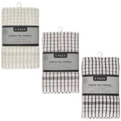 B&M Check Tea Towels - Sage 3pk -Home Accessories Store 380305 380307 380309 3pk check tea towels main 1