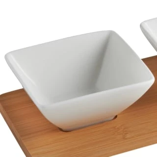 B&M Set Of 3 Serving Bowls With Bamboo Tray - Square 5 B&M Set Of 3 Serving Bowls With Bamboo Tray - Square - Image 3