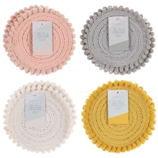 B&M Pom Pom Coasters - Grey 4pk 6 B&M Pom Pom Coasters - Grey 4pk - Image 4