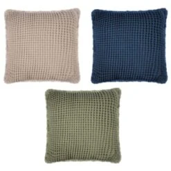 B&M Cotton Waffle Cushion - Green 7 B&M Cotton Waffle Cushion - Green -Home Accessories Store 380445 380640 380486 cotton waffle cushion main