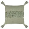 B&M Indigo Tufted Stripe Cushion With Tassels - Sage