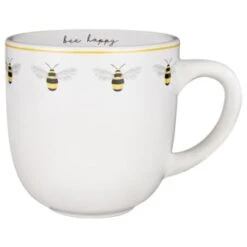 B&M Bee Happy Printed Mugs - 4pk -Home Accessories Store 380506 4pk printed mugs bee happy white