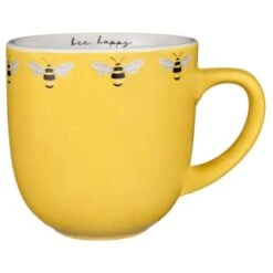 B&M Bee Happy Printed Mugs - 4pk -Home Accessories Store 380506 4pk printed mugs bee happy yellow