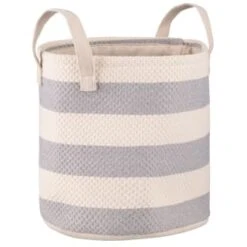 B&M Perissa Nordic Striped Basket - Blue & White