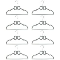 B&M Children's Non-Slip Hangers 8pk - Grey 7 B&M Children's Non-Slip Hangers 8pk - Grey -Home Accessories Store 383693 8pk childrens hangers grey bow