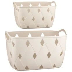 Diamond Embossed Cream Storage Basket - Large 5 Diamond Embossed Cream Storage Basket - Large -Home Accessories Store 384959 384968 diamond embossed storage basket cream group