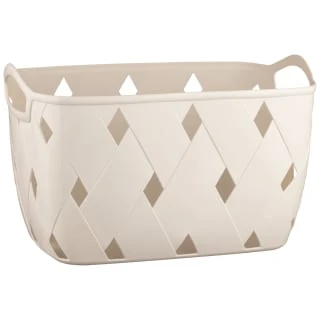Diamond Embossed Cream Storage Basket - Large 3 Diamond Embossed Cream Storage Basket - Large