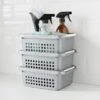 Set Of 3 Storage Stacking Baskets - Grey -Home Accessories Store 384961 set of 3 stacking baskets grey