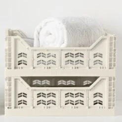 Midi Stacking Fold Flat Crate 30.6 X 20.5 X 12.6cm - Cream -Home Accessories Store 384970 384974 384975 home essentials midi stacking fold flat crate main