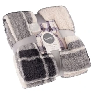 Simply Everyday Check Sherpa Throw - Grey 3 Simply Everyday Check Sherpa Throw - Grey