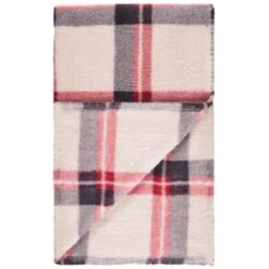 Simply Everyday Check Sherpa Throw - Red -Home Accessories Store 388703 red check sherpa throw 3