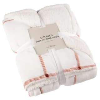 B&M Winston Check Sherpa Throw - White 3 B&M Winston Check Sherpa Throw - White