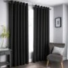 B&M Oxford Black Black Out Curtains With Eyelets 46 X 54" -Home Accessories Store 388922 388923 388924 388925 388927 oxford black black out curtain with eyelets