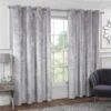 B&M Versailles Silver Crushed Velvet Fully Lined Curtains 46 X 72"
