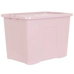 B&M Storage Box With Lid 80L - Dusty Pink