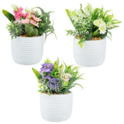 Bloom Mixed Flowers In Pot - White -Home Accessories Store 392829 mixed flowers in pot group