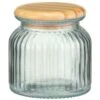 B&M Small Ribbed Glass Jar With Wooden Lid -Home Accessories Store 394427 ribbed glass jar with wooden lid small 2