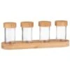 B&M Set Of 4 Glass Spice Jars With Bamboo Wood Base -Home Accessories Store 394437 set of 4 glass spice jars with bamboo wood lid and base